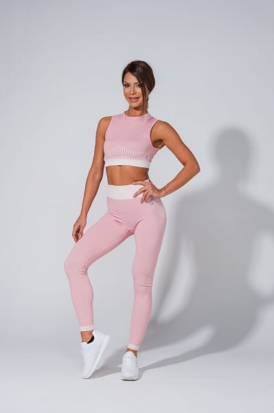 Chic Set 2 in 1: Seamless Leggings + Seamless Bustier - Pink