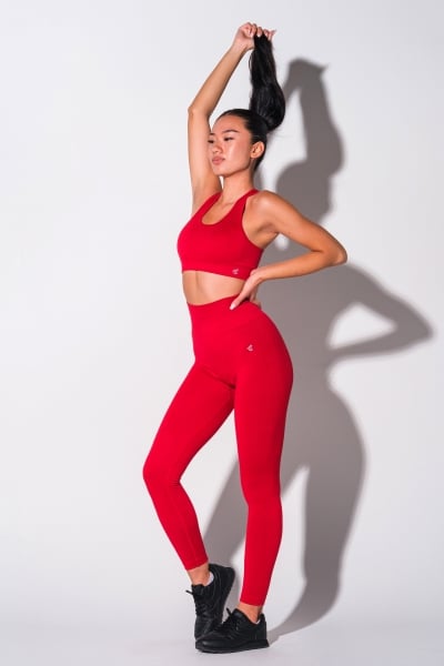 New Generation 2 in 1: Seamless Leggings + Seamless Bustier - Red