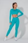 Fit Line 2 in 1 Set: Seamless Leggings + Seamless Crop Top - Turquoise