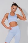 Sweety 3-Piece Set: Seamless Leggings, Seamless Bustier and Long-Sleeve Shirt - White