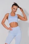 Sweety 3-Piece Set: Seamless Leggings, Seamless Bustier and Long-Sleeve Shirt - Light Blue